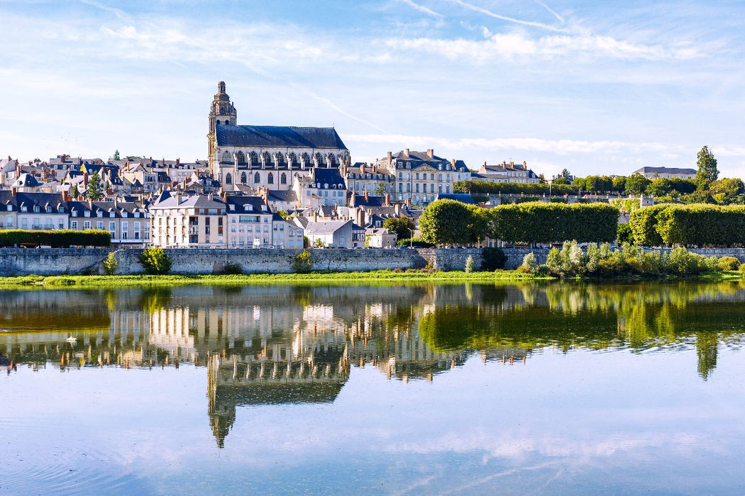 Premium Textil-Leinwand Blois: Stadtansicht mit Cathédrale Saint-Louis