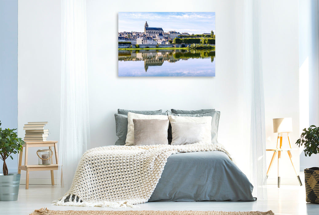 Premium Textil-Leinwand Blois: Stadtansicht mit Cathédrale Saint-Louis