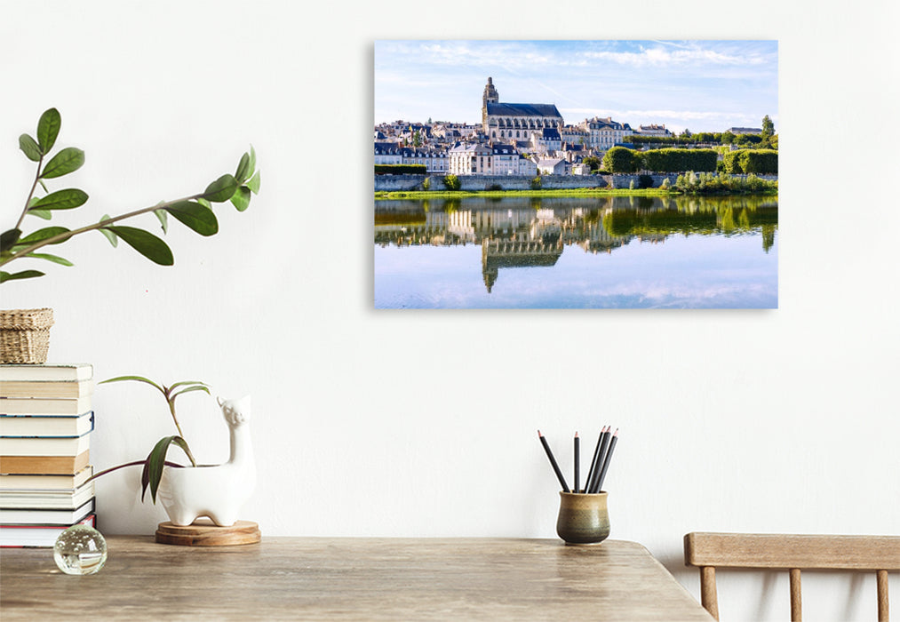Premium Textil-Leinwand Blois: Stadtansicht mit Cathédrale Saint-Louis