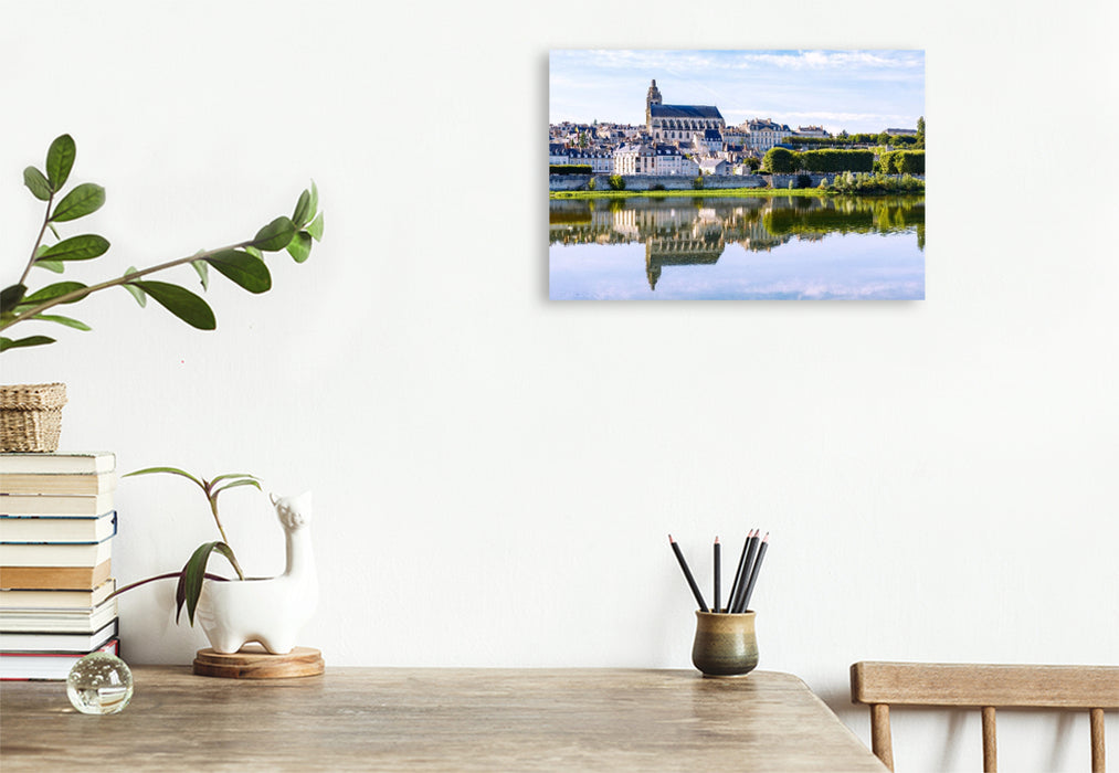 Premium Textil-Leinwand Blois: Stadtansicht mit Cathédrale Saint-Louis