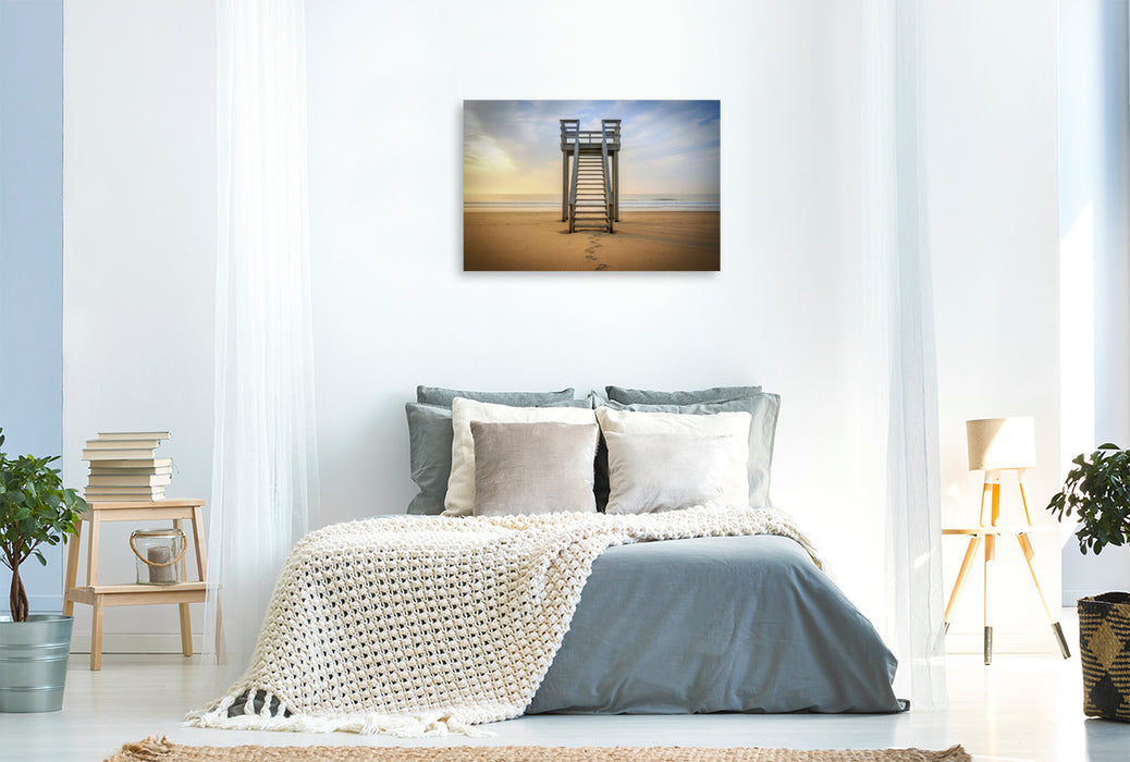 Premium Textil-Leinwand Minimalismus mit Meeresbrise, leicht & luftig.