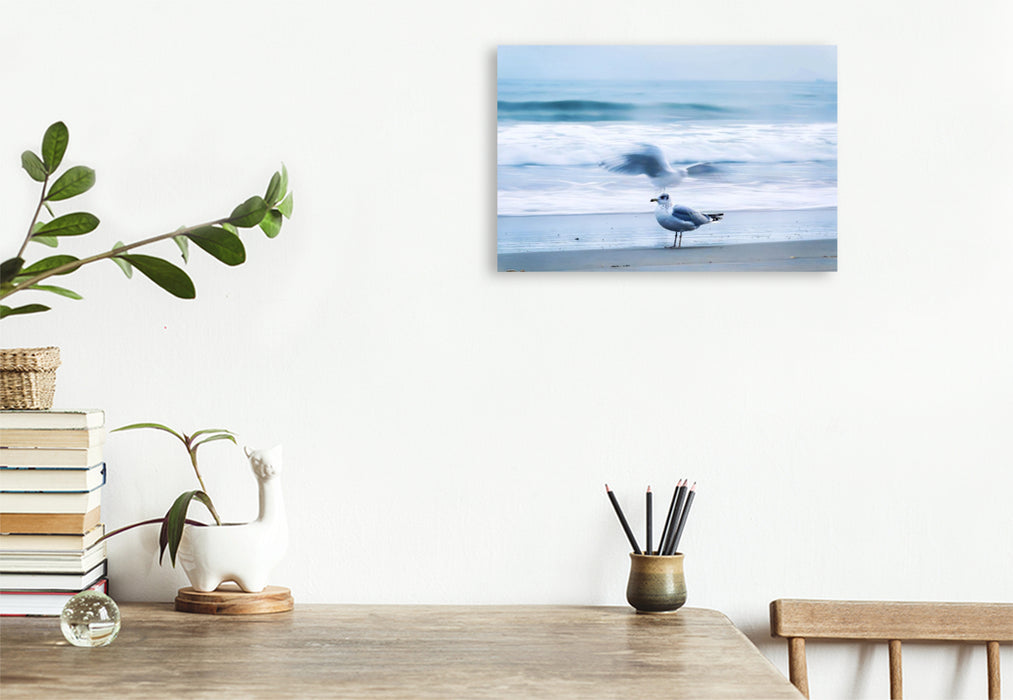 Premium Textil-Leinwand Ein Motiv aus dem Kalender Minimal-Art - am Strand