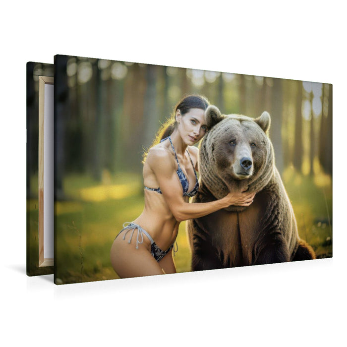 Premium Textil-Leinwand Ein Motiv aus dem Kalender Erotische Frauen mit gefährlichen Tieren