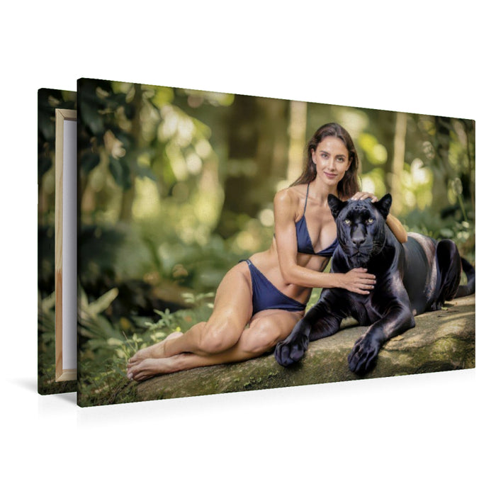 Premium Textil-Leinwand Eine Frau, die selbst Raubtiere zum Schweigen bringt.