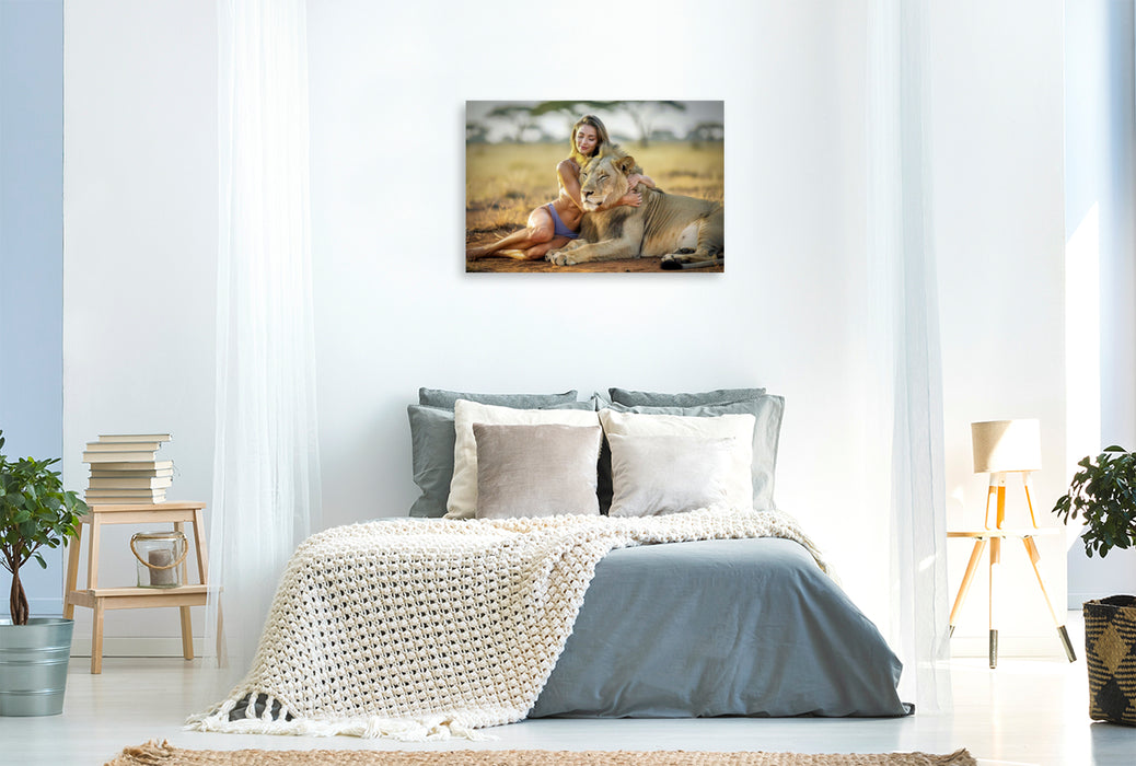 Premium Textil-Leinwand Sanfte Ruhe neben lautloser Gefahr.