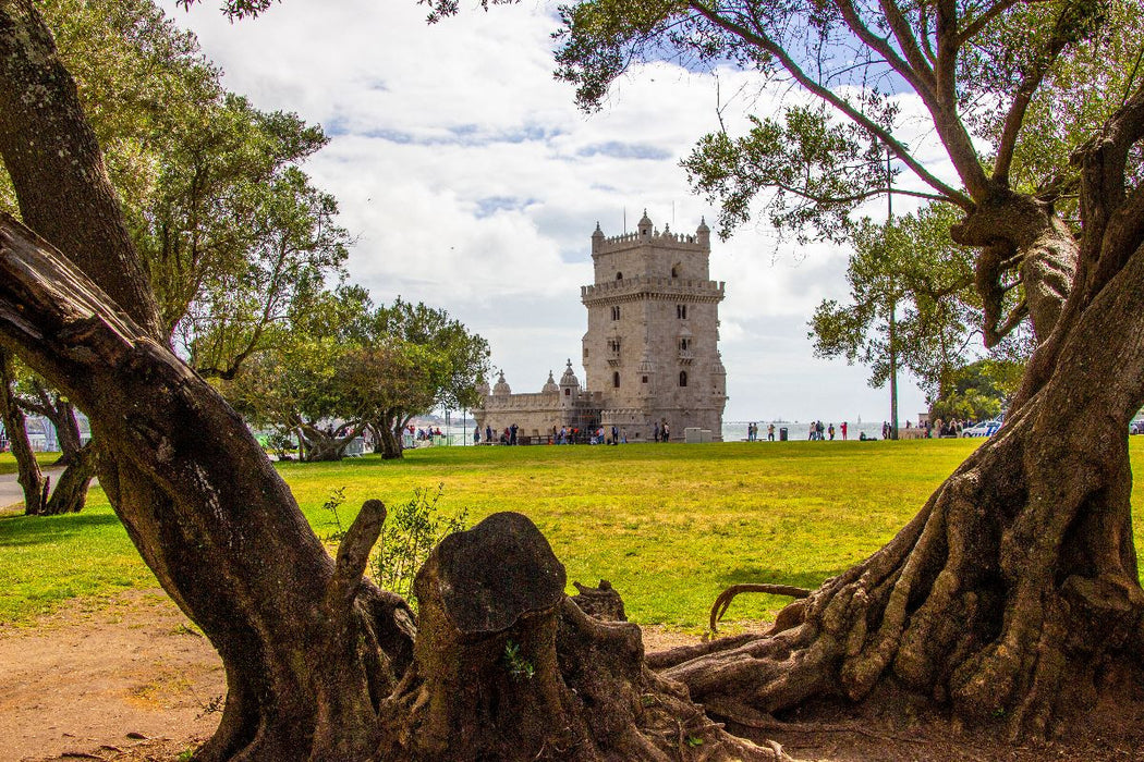Premium Textil-Leinwand Der Blick zum Torre de Belem