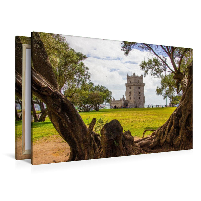 Premium Textil-Leinwand Der Blick zum Torre de Belem