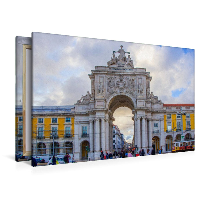 Premium Textil-Leinwand Der Arco da Rua Augusta an der Praça do Comércio
