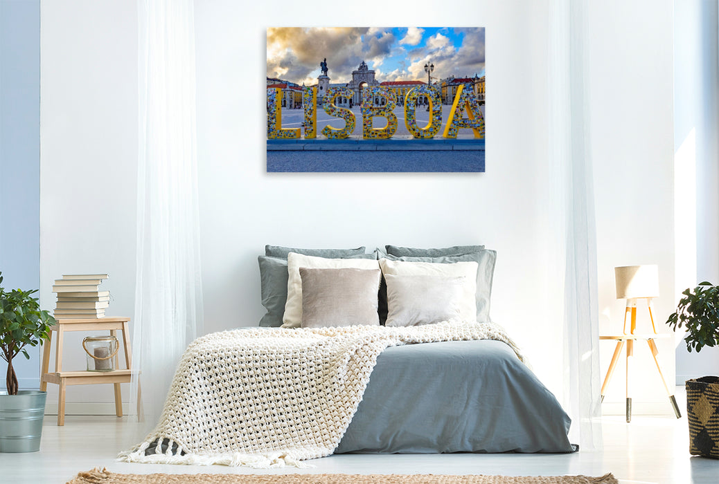 Premium Textil-Leinwand Der Praça do Comércio im Stadtviertel Baixa