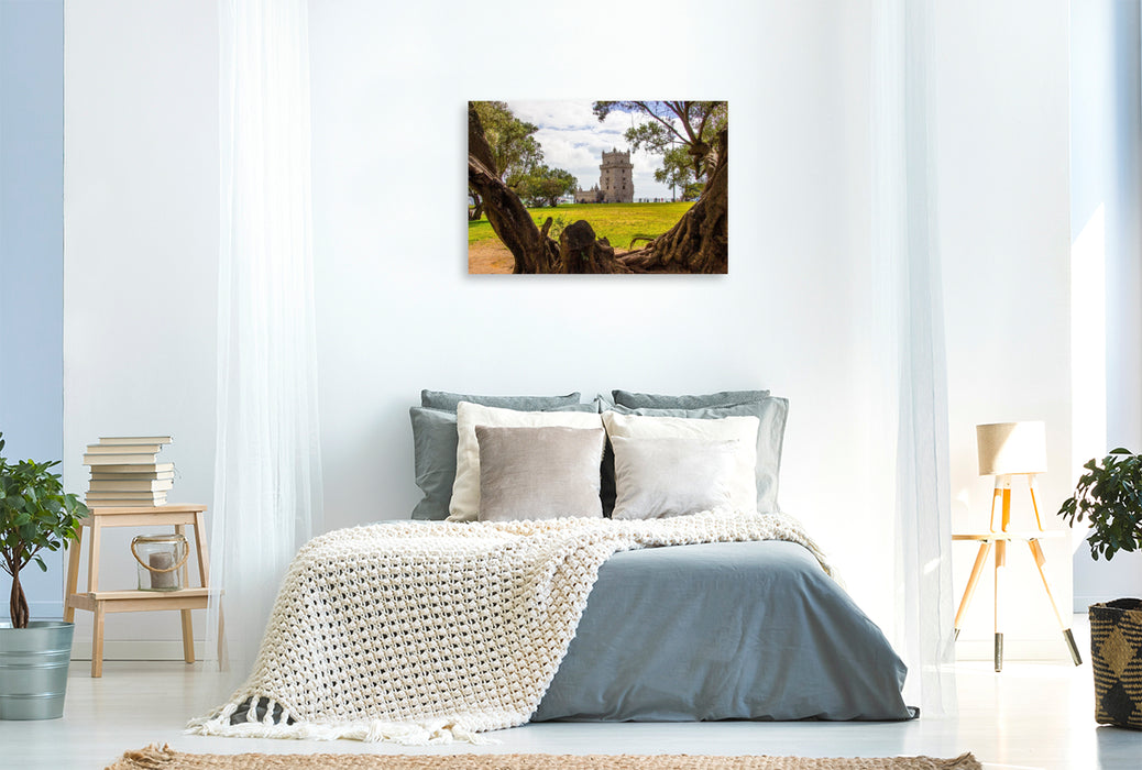 Premium Textil-Leinwand Der Blick zum Torre de Belem