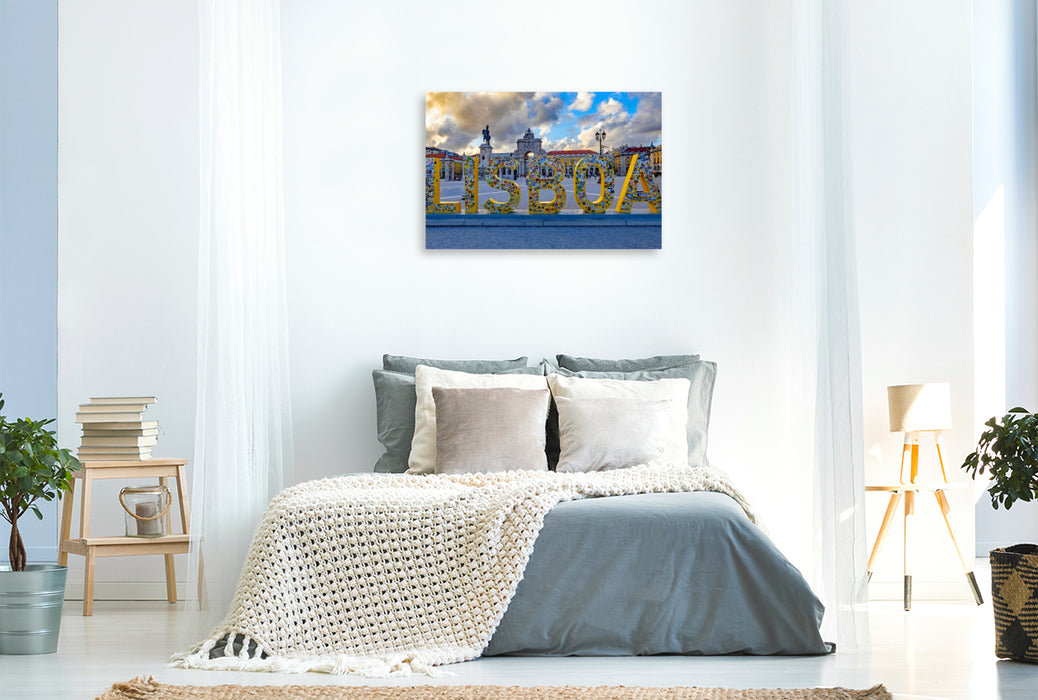 Premium Textil-Leinwand Der Praça do Comércio im Stadtviertel Baixa