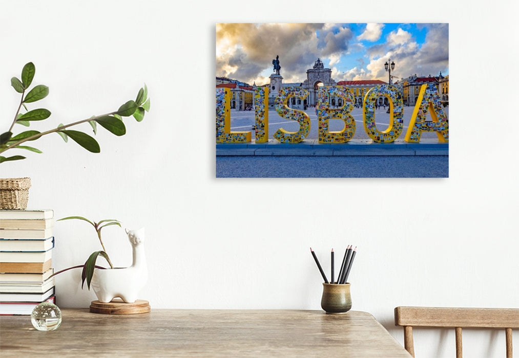 Premium Textil-Leinwand Der Praça do Comércio im Stadtviertel Baixa