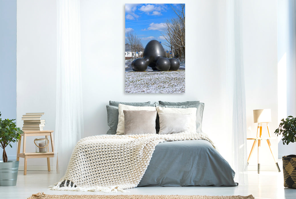 Premium Textil-Leinwand Oberurseler Straße Kunst im Kreisel