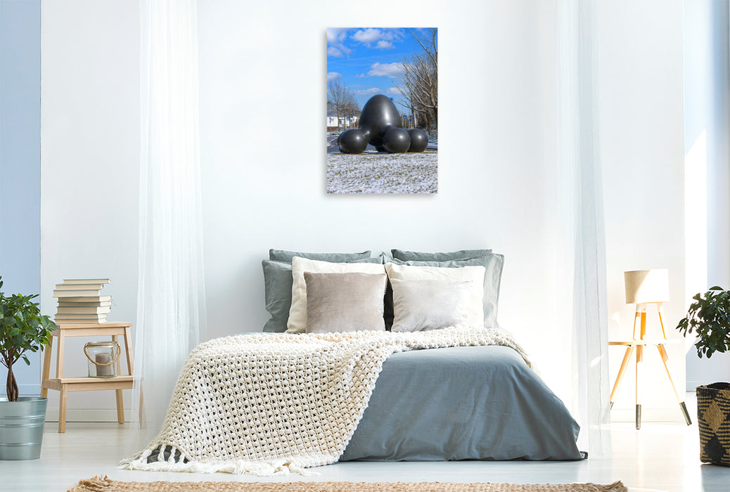 Premium Textil-Leinwand Oberurseler Straße Kunst im Kreisel