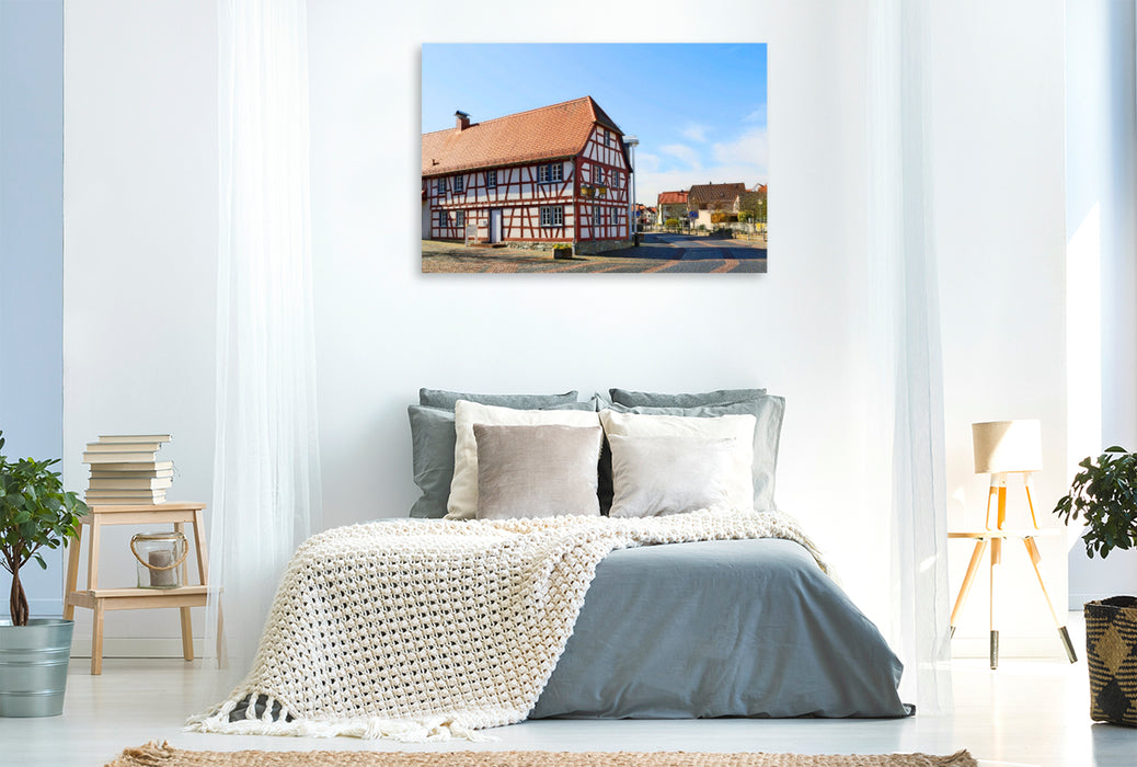 Premium Textil-Leinwand Ein Motiv aus dem Kalender Eschborn Fachwerk und Finanzen