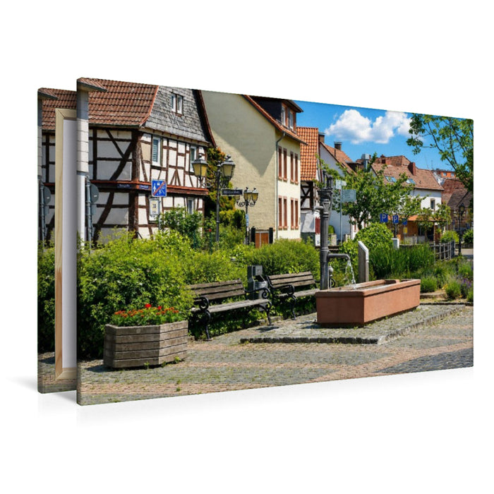 Premium Textil-Leinwand Oberortstraße Brunnen