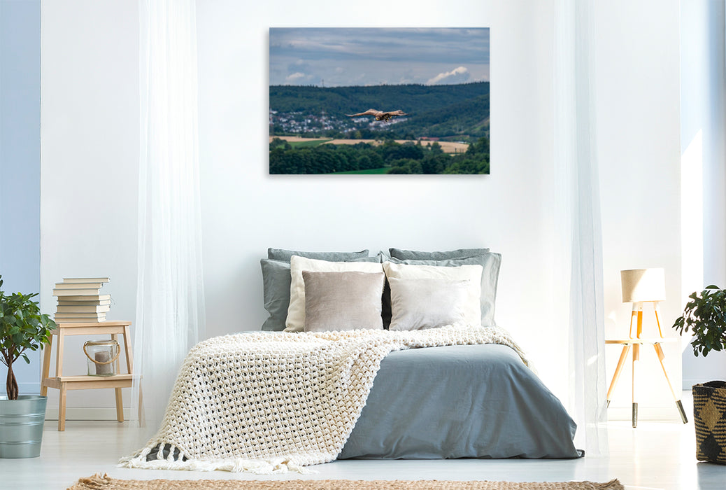 Premium Textil-Leinwand Patrouillenflug über der herbstlichen Tallandschaft