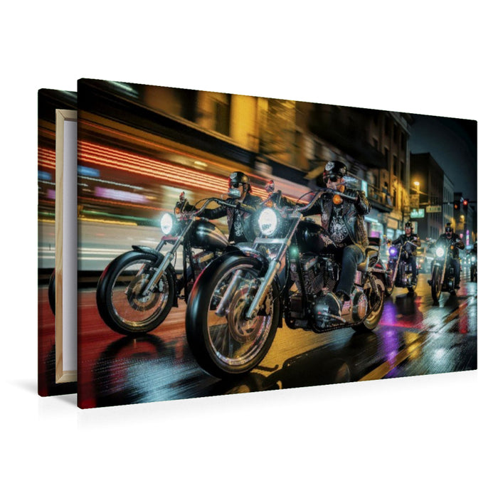 Premium Textil-Leinwand Glück auf zwei Rädern, pur, laut, echt.