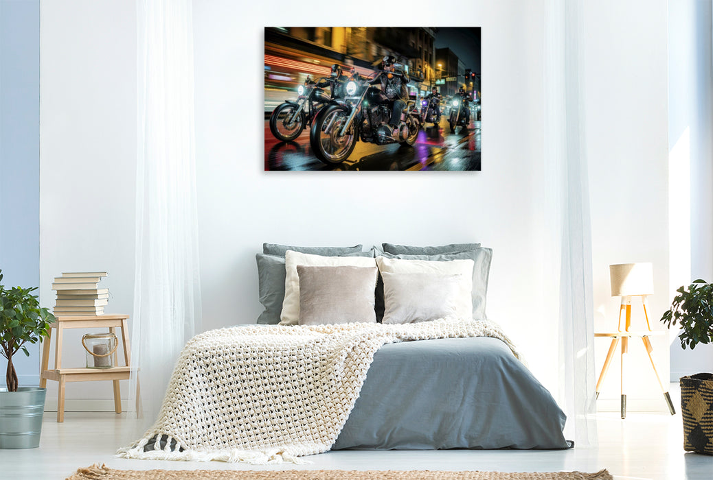 Premium Textil-Leinwand Glück auf zwei Rädern, pur, laut, echt.