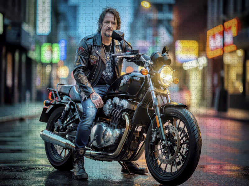 Rocker sein heißt, Glück nicht suchen, sondern fahren. - CALVENDO Foto-Puzzle'