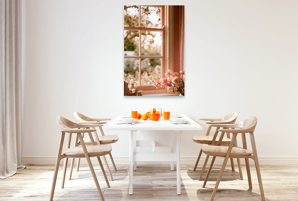 Premium Textil-Leinwand . Ein Garten, der in Farben atmet