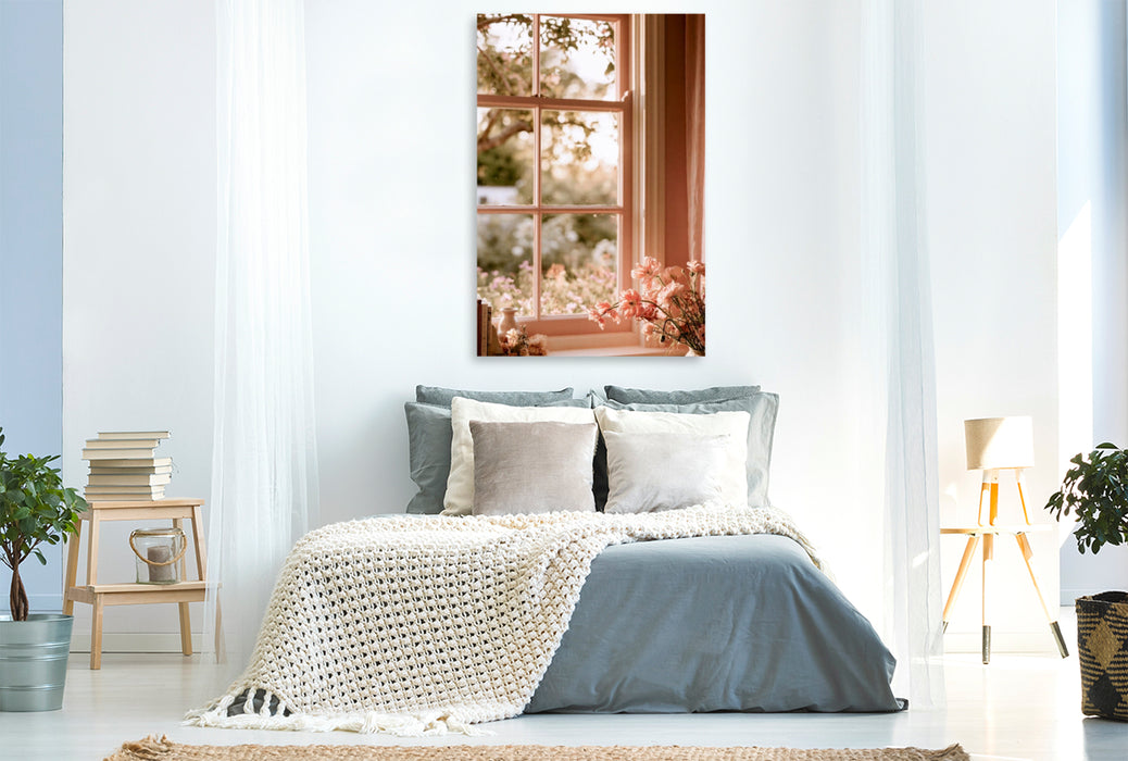 Premium Textil-Leinwand . Ein Garten, der in Farben atmet