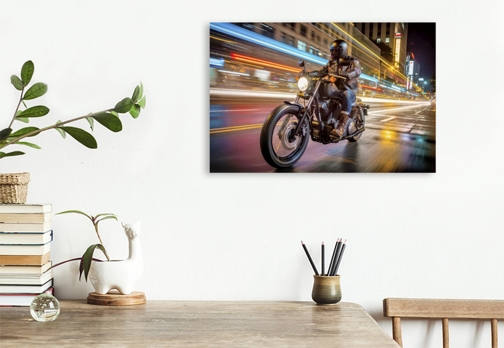Premium Textil-Leinwand Glück ist ein lauter Motor und ein stiller Moment danach.