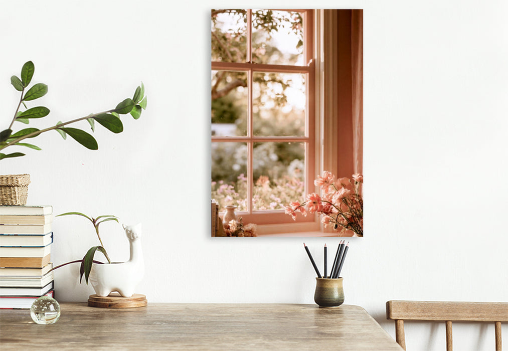 Premium Textil-Leinwand . Ein Garten, der in Farben atmet