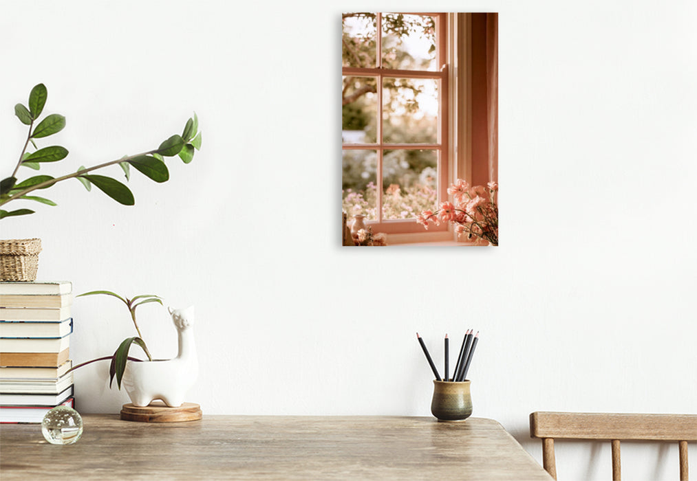 Premium Textil-Leinwand . Ein Garten, der in Farben atmet