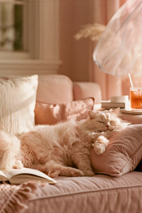 Premium Textil-Leinwand Die Katze schläft, und der Alltag gleich mit