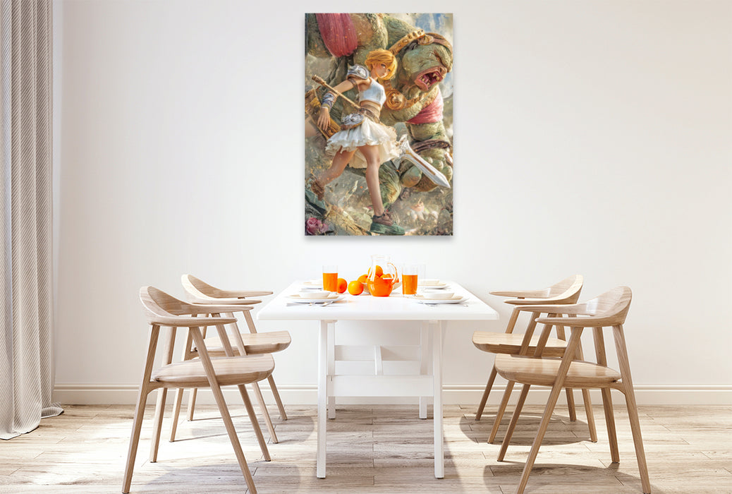 Premium Textil-Leinwand Anime Kriegerinnen