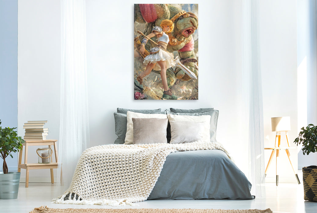 Premium Textil-Leinwand Anime Kriegerinnen