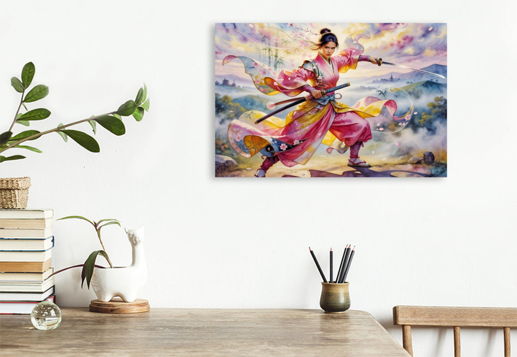 Premium Textil-Leinwand Gespannter Kraft des Katana