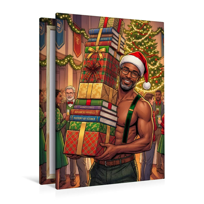 Premium Textil-Leinwand Der Professor auf der Weihnachtsfeier