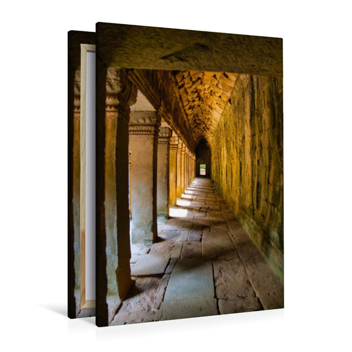 Premium Textil-Leinwand Endloser Säulengang im Tempel von Angkor Wat