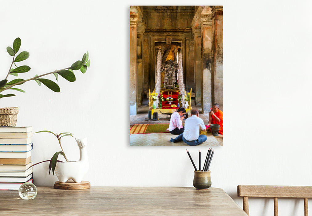 Premium Textil-Leinwand Segen in Angkor Wat, Kambodscha – Schönheit mit Geschichte