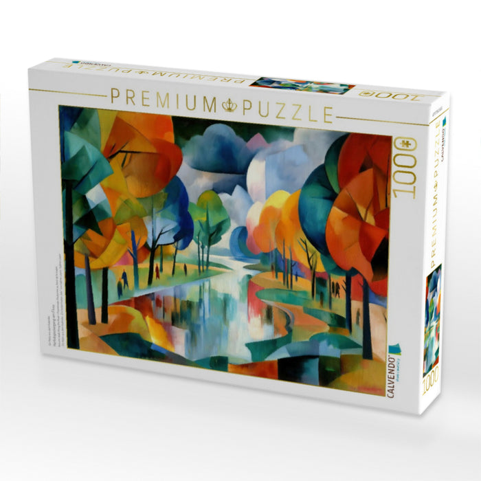 Herbstspaziergang am Fluss - CALVENDO Foto-Puzzle'