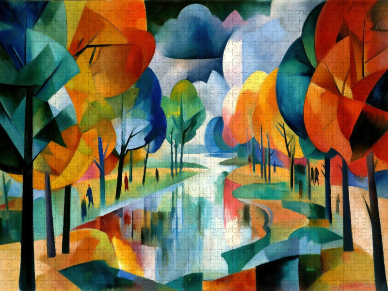 Herbstspaziergang am Fluss - CALVENDO Foto-Puzzle'