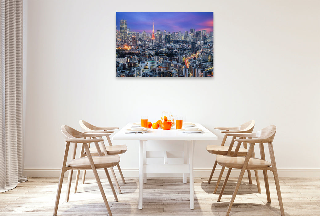 Premium Textil-Leinwand Tokyo Skyline