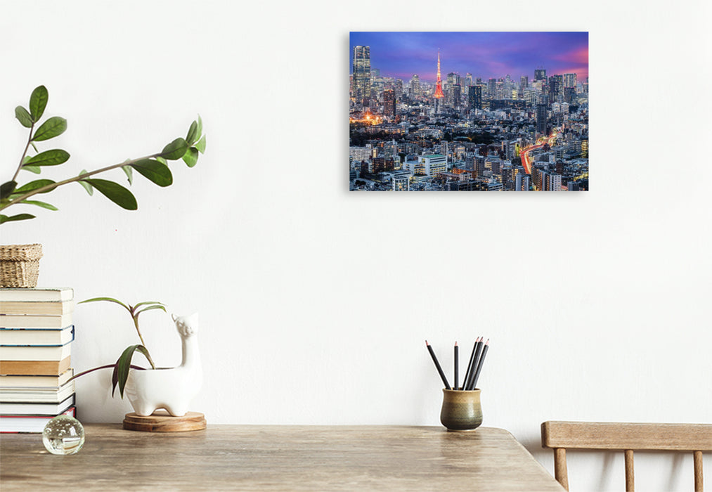 Premium Textil-Leinwand Tokyo Skyline