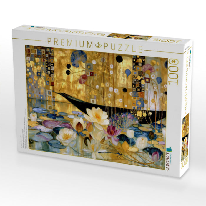 Seerosen auf goldenen Wellen - CALVENDO Foto-Puzzle'