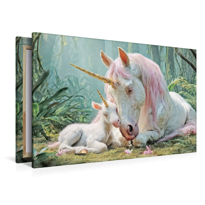 Premium Textil-Leinwand Einhörner