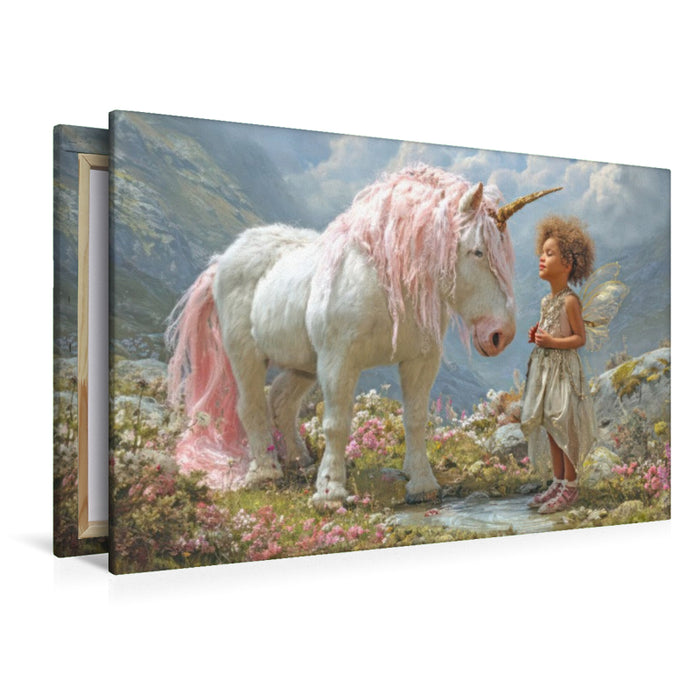 Premium Textil-Leinwand Einhörner