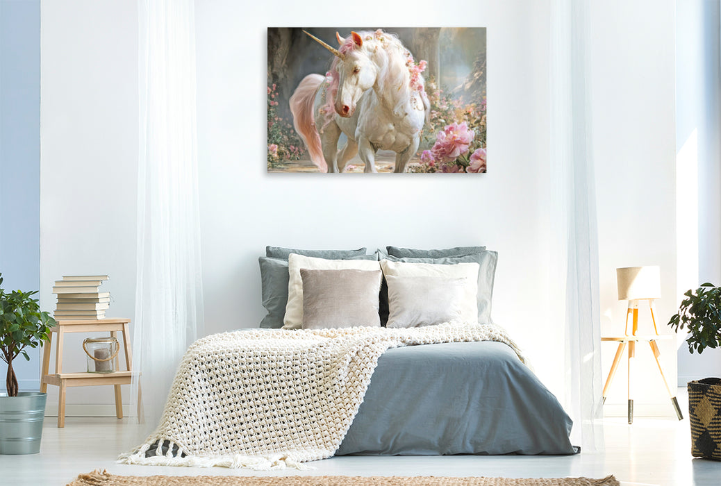 Premium Textil-Leinwand Einhörner