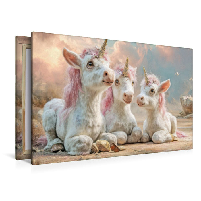 Premium Textil-Leinwand Einhörner
