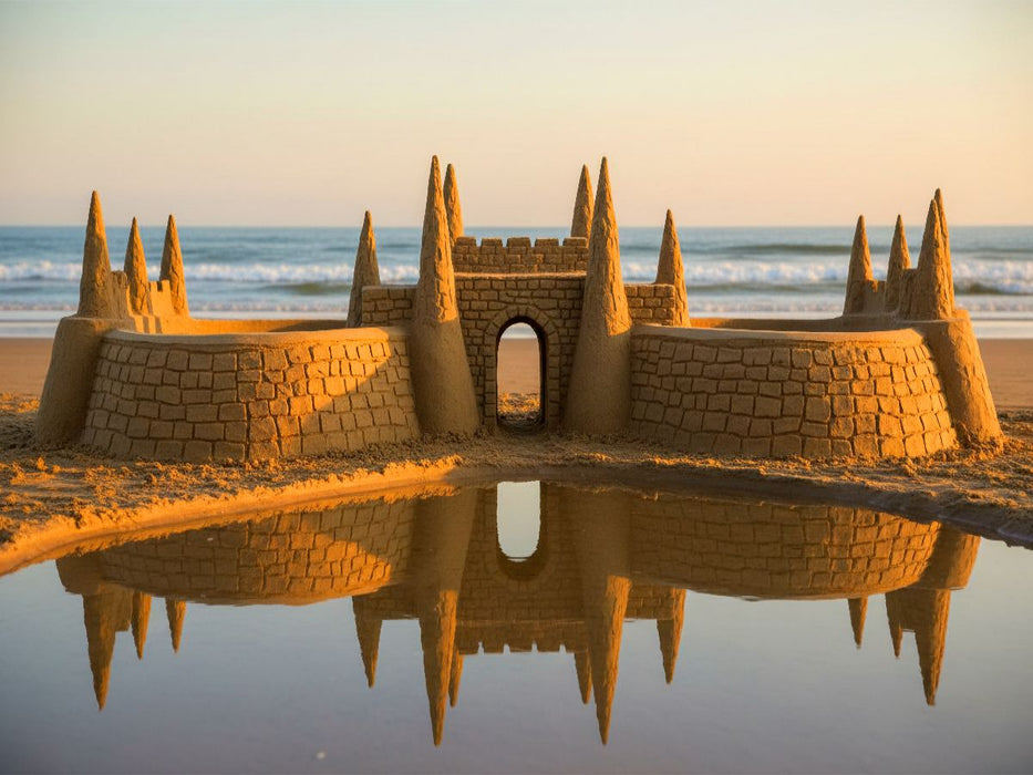 Abendstimmung am Meer mit Sandburg - CALVENDO Foto-Puzzle'