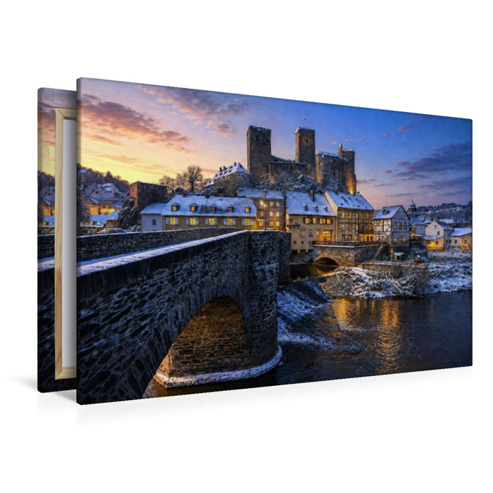 Premium Textil-Leinwand Burg Runkel