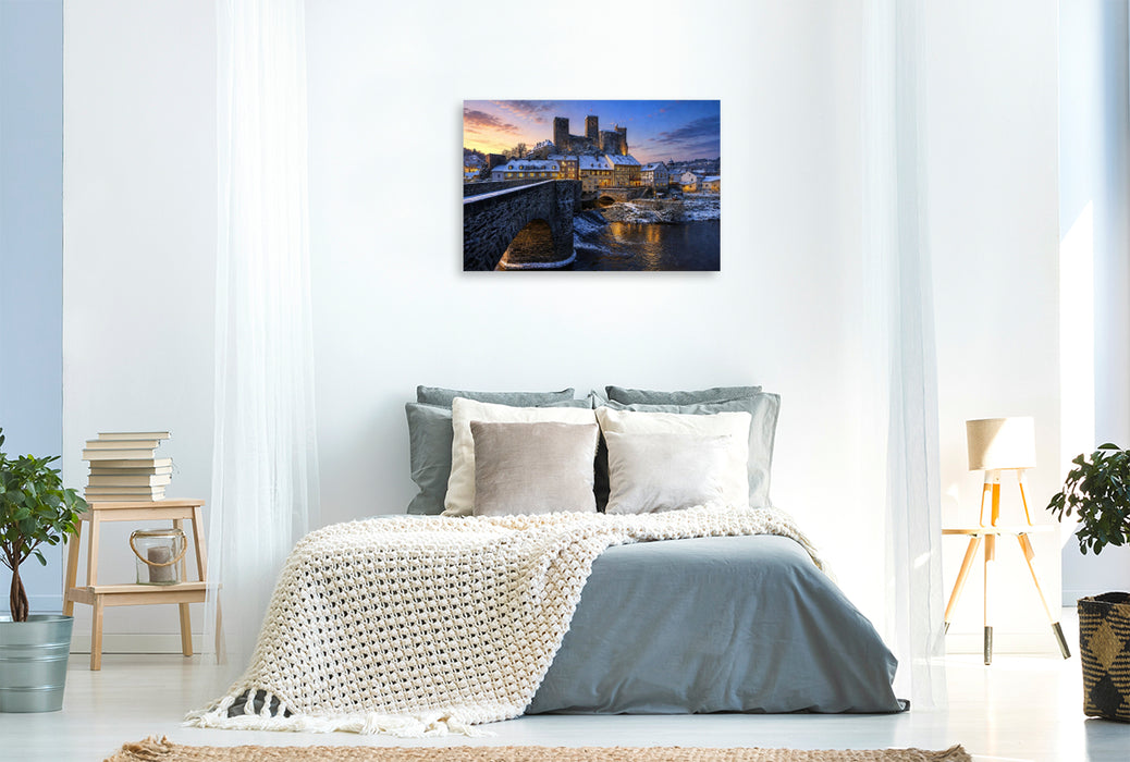Premium Textil-Leinwand Burg Runkel