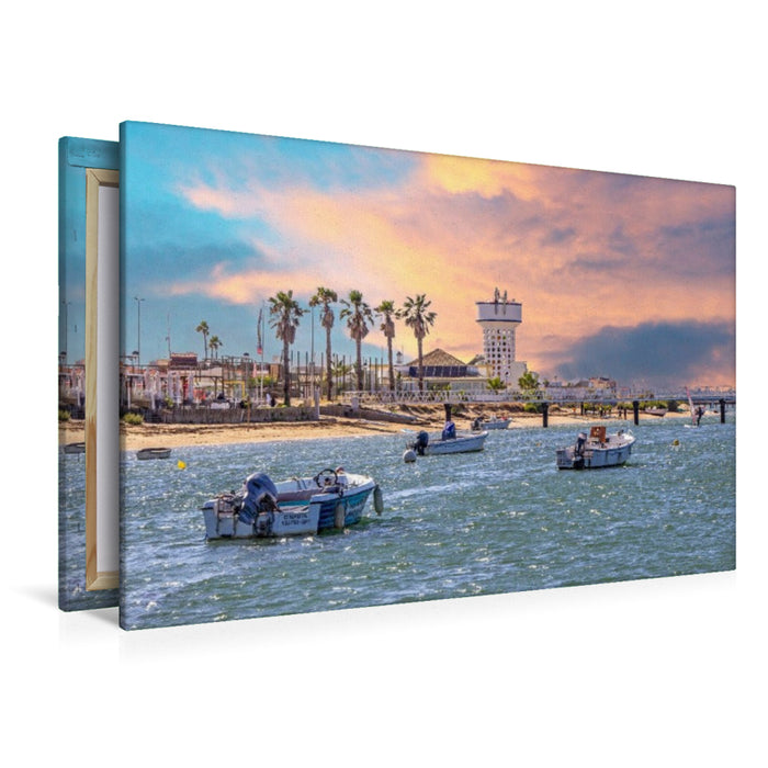 Premium Textil-Leinwand Wasserturm am Strand