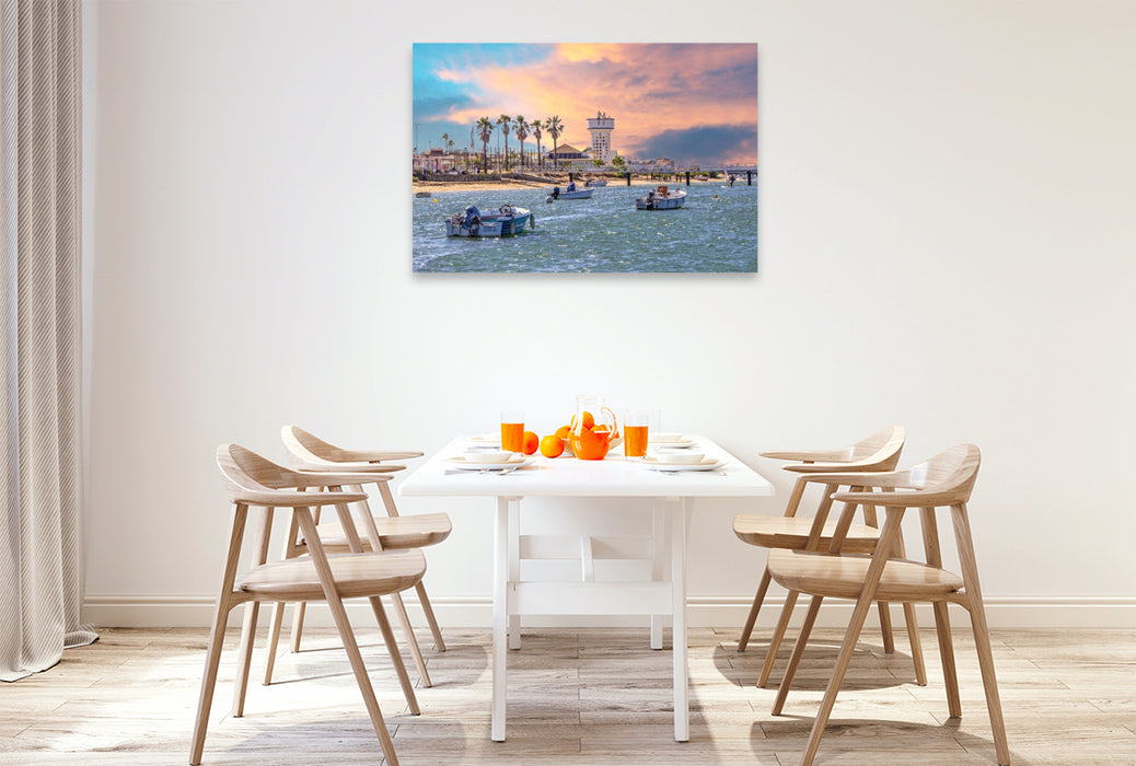 Premium Textil-Leinwand Wasserturm am Strand